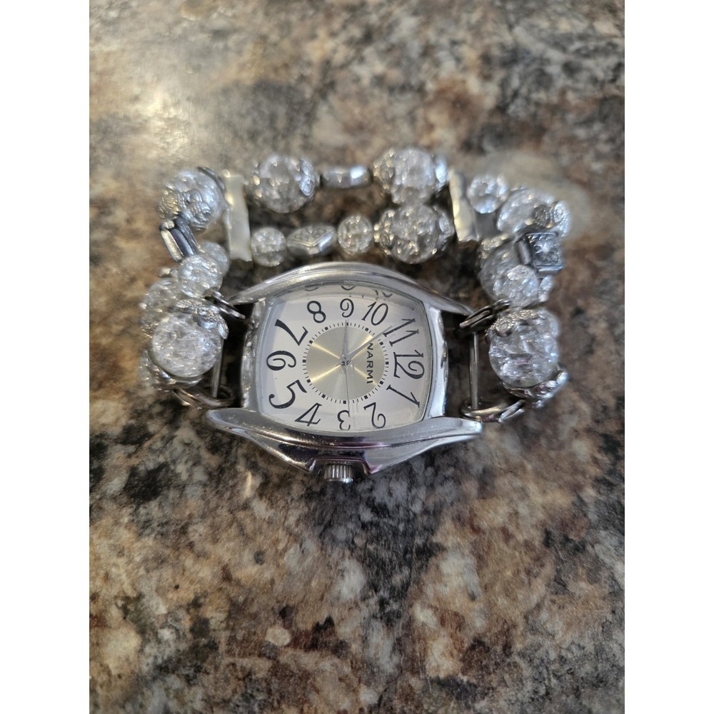 NARMI Ladies Wide White And Silver Changeable Band Quartz Wrist Watch Works